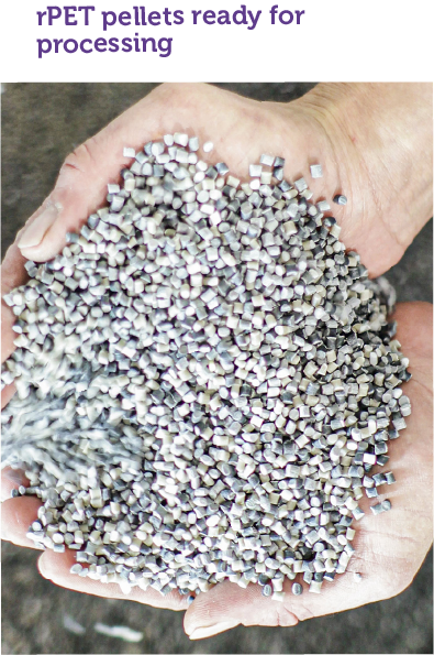 rPET pellets ready for processing