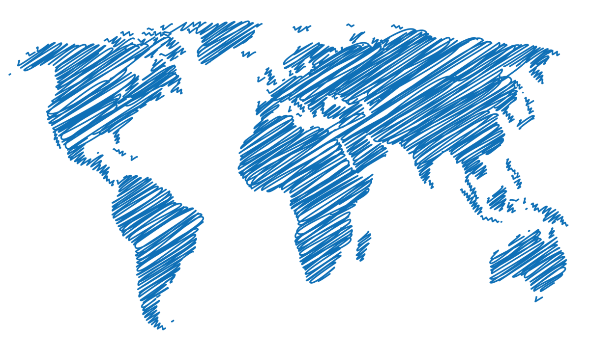 A blue map of the world