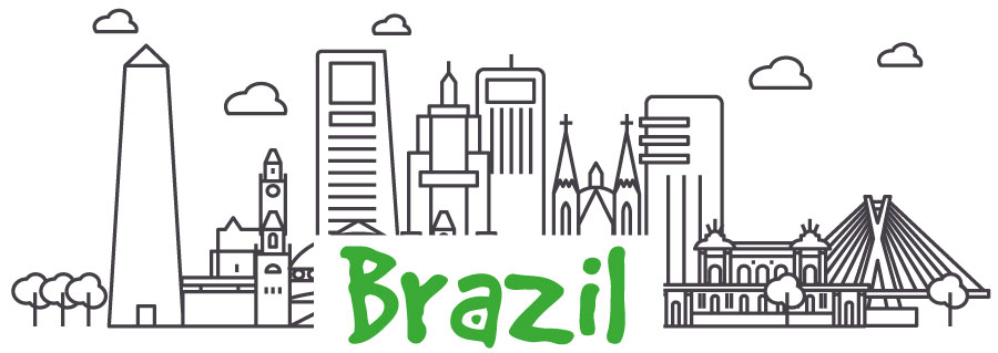 Green Brazil text with gray landmarks