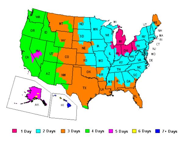 fedex zone 2 chart 2018